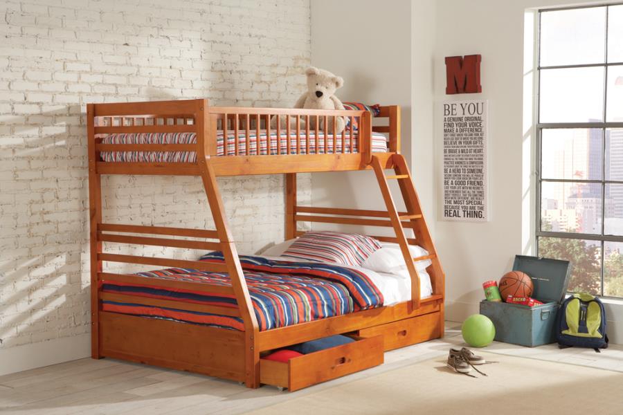 Ashton Collection Twin Over Full Bunk Bed w/Drawers (Multiple Finishes)