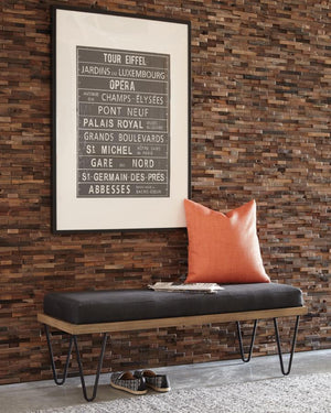 Mid Modern Upholstered Bench w/Metal Hairpin Legs
