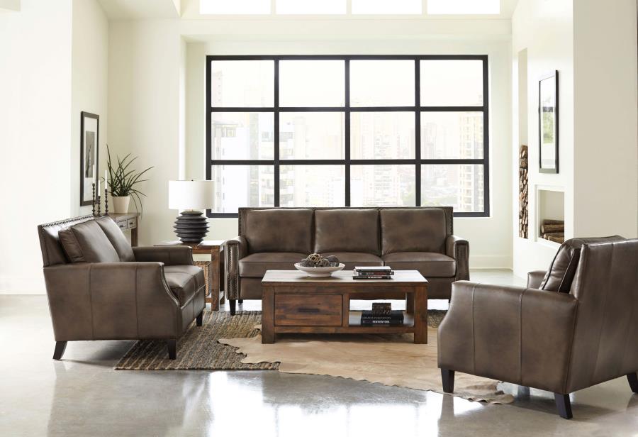 Leaton Leather Sofa - Brown