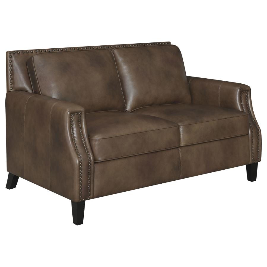 Leaton Leather Loveseat - Brown
