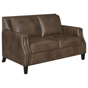 Leaton Leather Loveseat - Brown