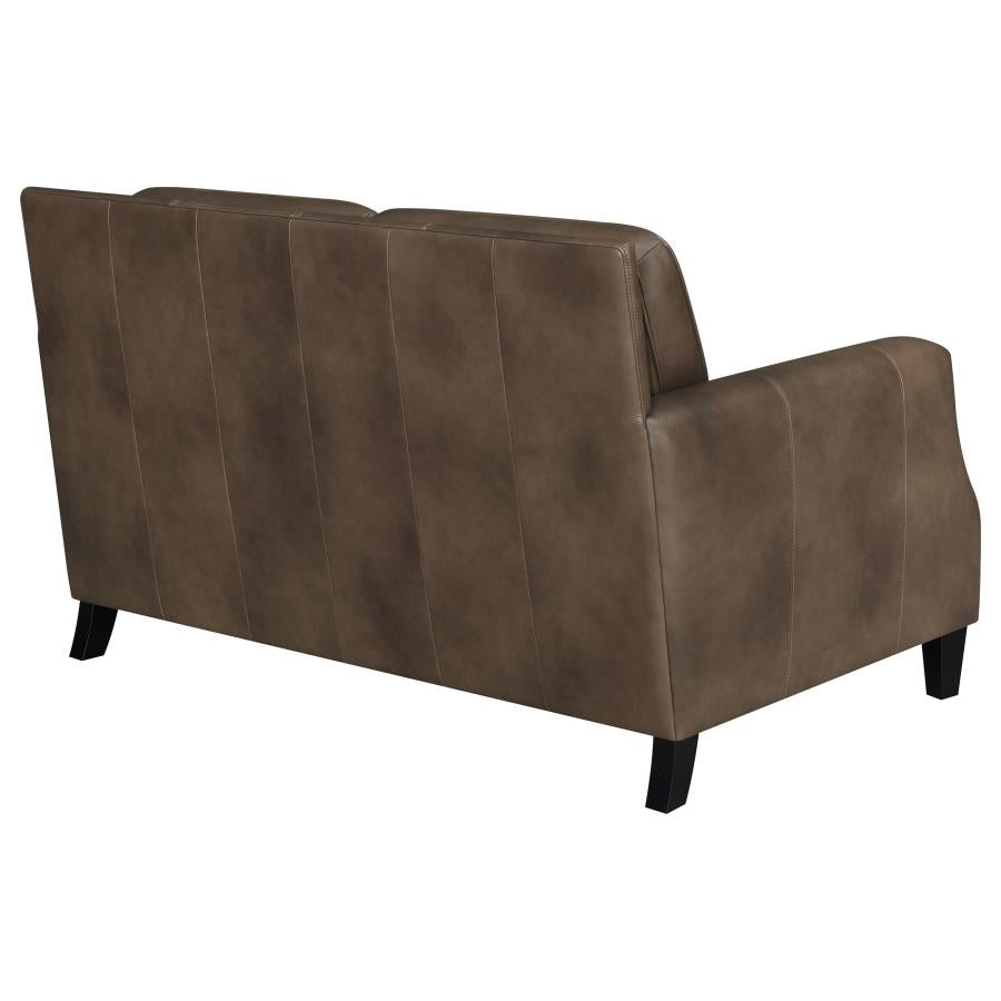 Leaton Leather Loveseat - Brown