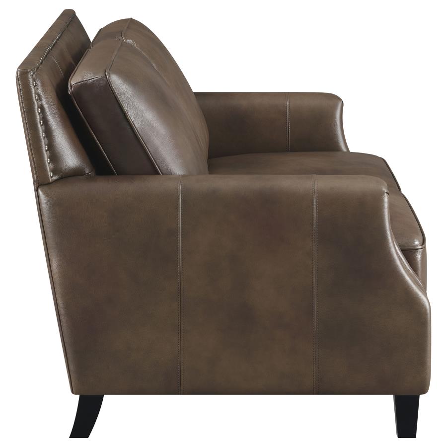 Leaton Leather Loveseat - Brown