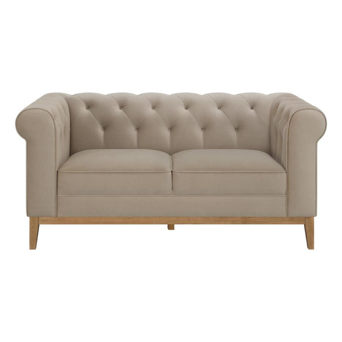 Sandrine Chesterfield Loveseat - Camel Velvet