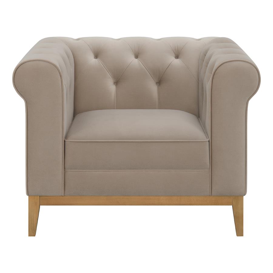 Sandrine Chesterfield Style Club Chair - Camel Velvet