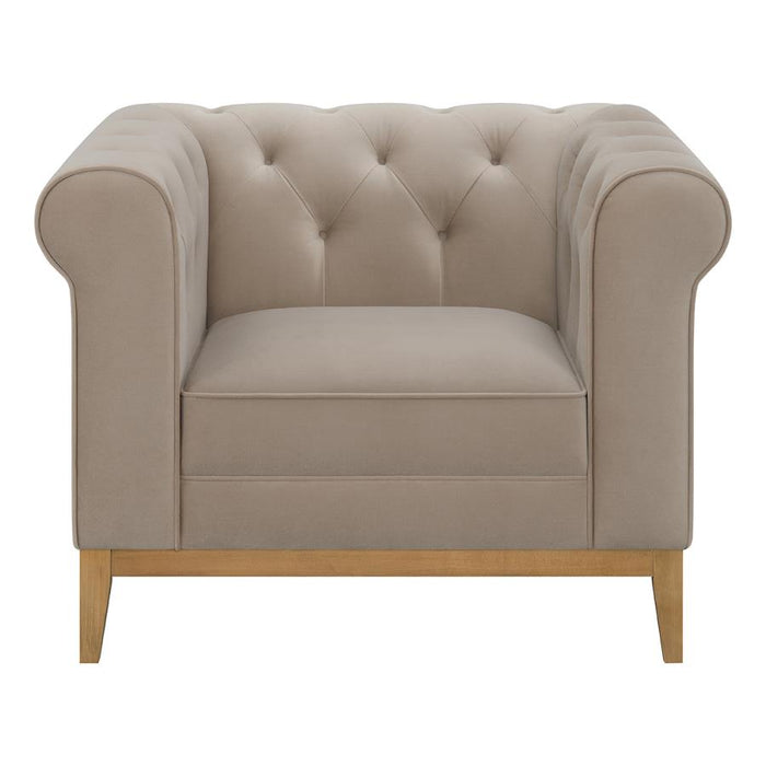 Sandrine Chesterfield Style Club Chair - Camel Velvet
