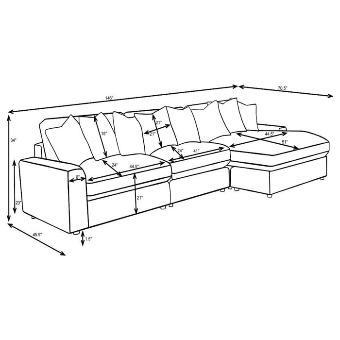 Blaine 3 Pc Reversible Sectional - Sand