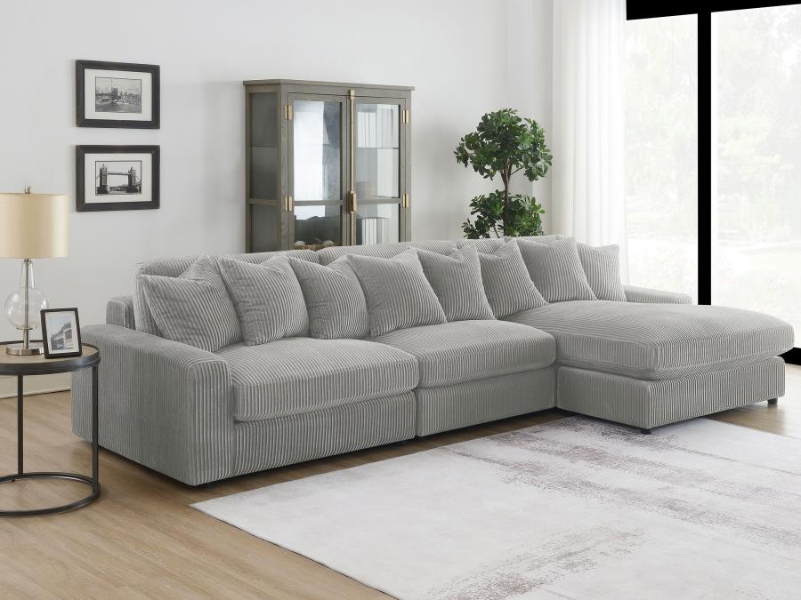 Blaine 3 Pc Reversible Sectional - Fog Gray