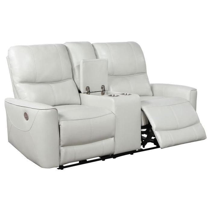 Greenfield Power Reclining Console Loveseat - Ivory