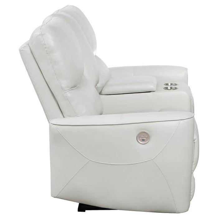 Greenfield Power Reclining Console Loveseat - Ivory