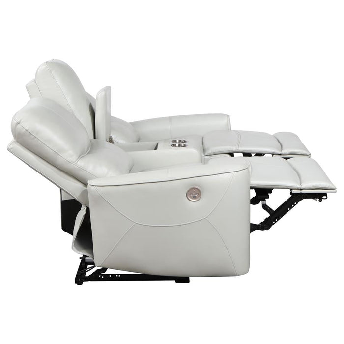 Greenfield Power Reclining Console Loveseat - Ivory