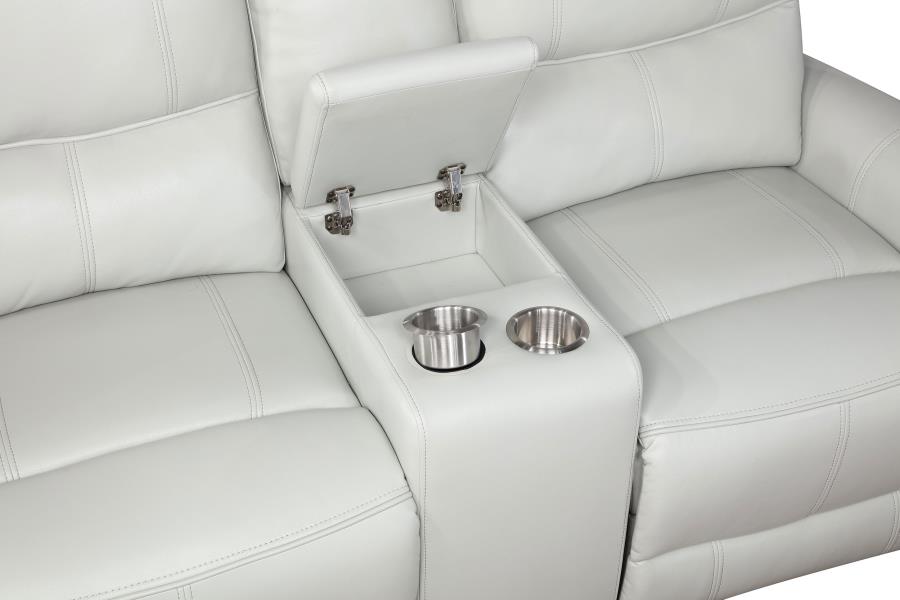 Greenfield Power Reclining Console Loveseat - Ivory