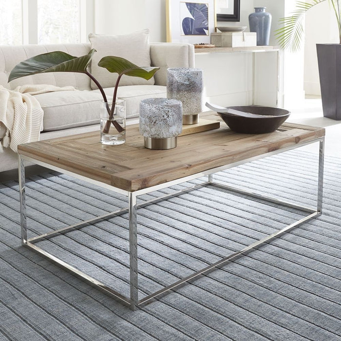 Ace Collection Coffee Table - Reclaimed Wood/Stainless Steel