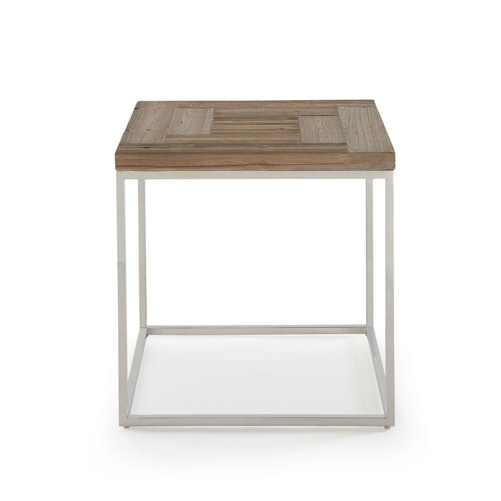 Ace Collection End Table - Reclaimed Wood/Stainless Steel