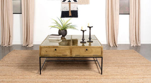 Stephanie Glass Top Storage Coffee Table