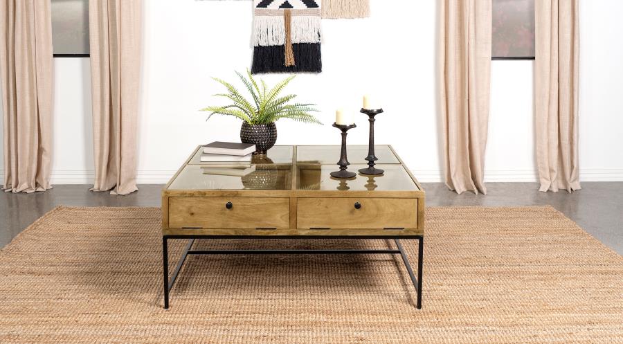 Stephanie Glass Top Storage Coffee Table