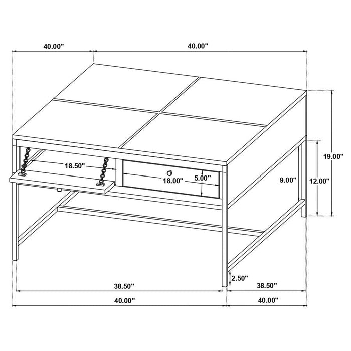 Stephanie Glass Top Storage Coffee Table