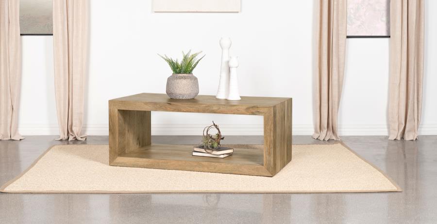 Benton Rectangular Solid Wood Coffee Table - Natural