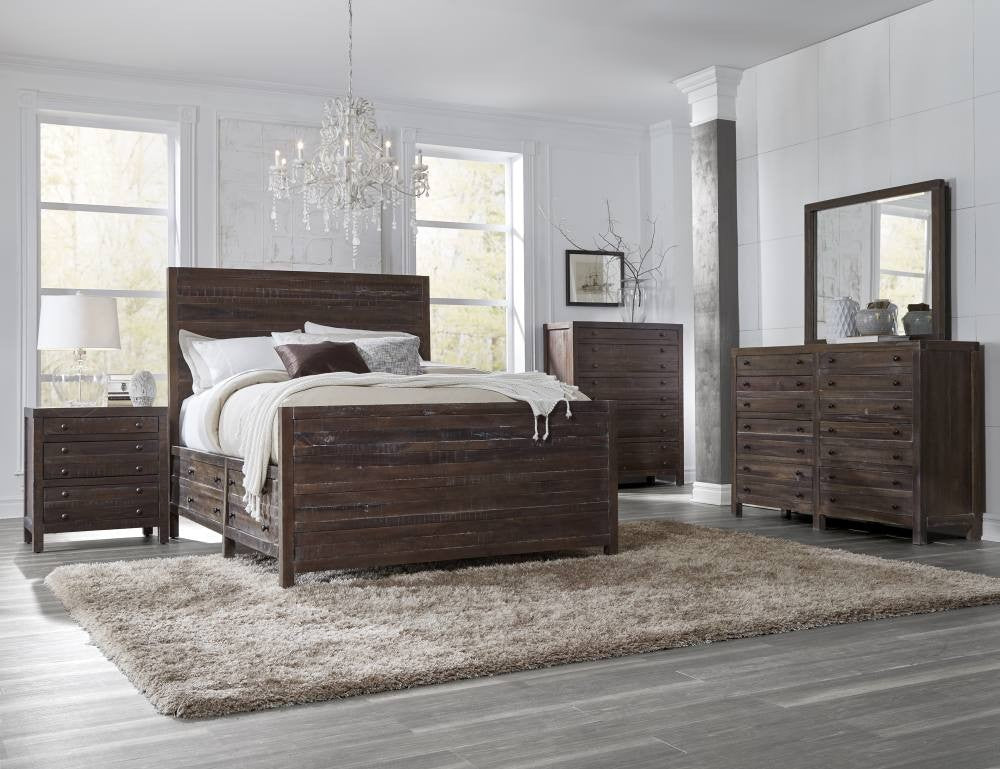 Townsend Collection Queen Storage Bed - Java Finish