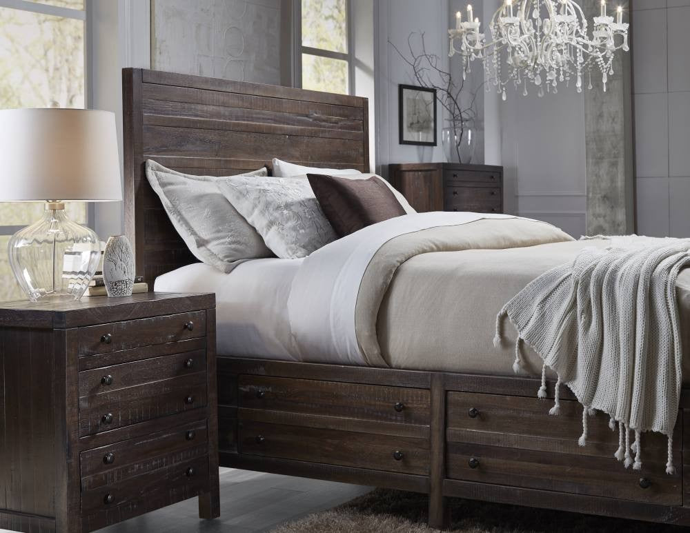Townsend Collection Queen Storage Bed - Java Finish