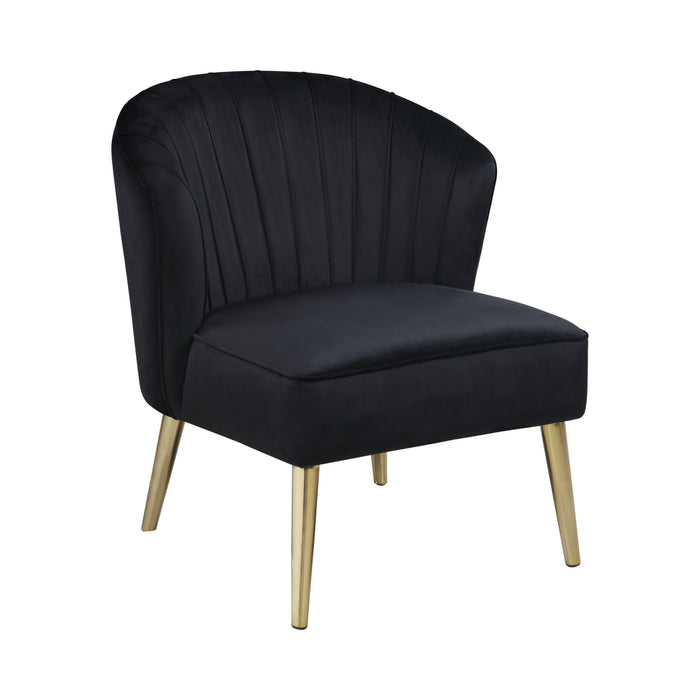Retro Black Velvet Accent Chair