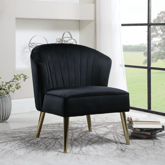 Retro Black Velvet Accent Chair