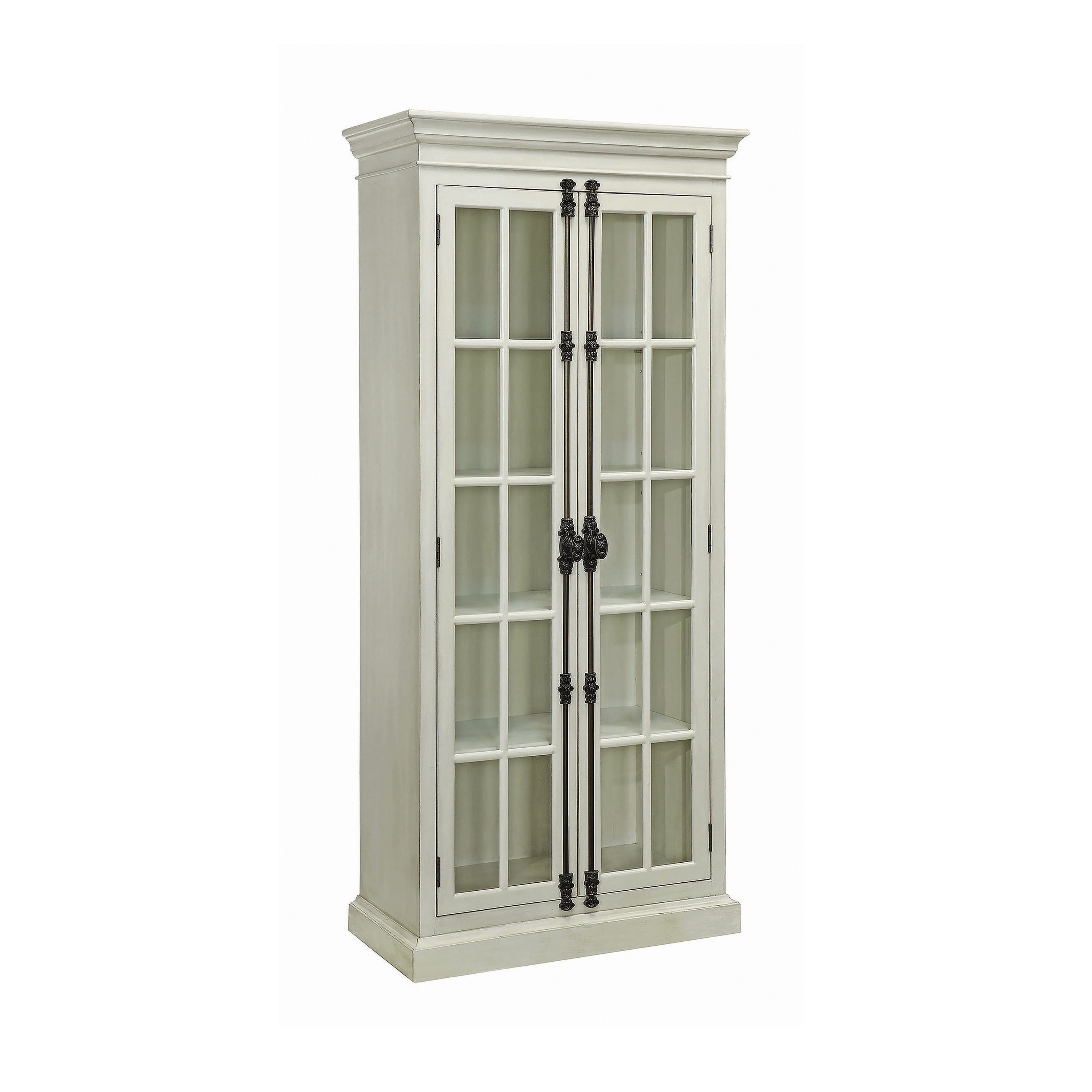 Antique White Glass Door Cabinet