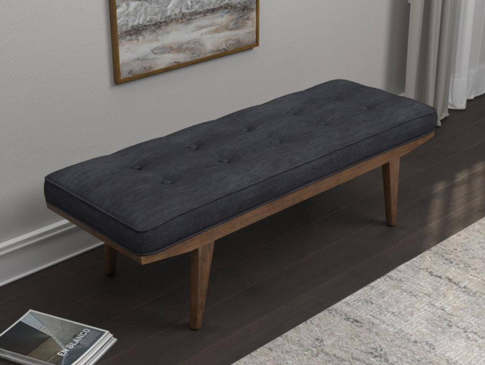 Robyn Collection Mid Modern Upholstered Bench - Charcoal Grey