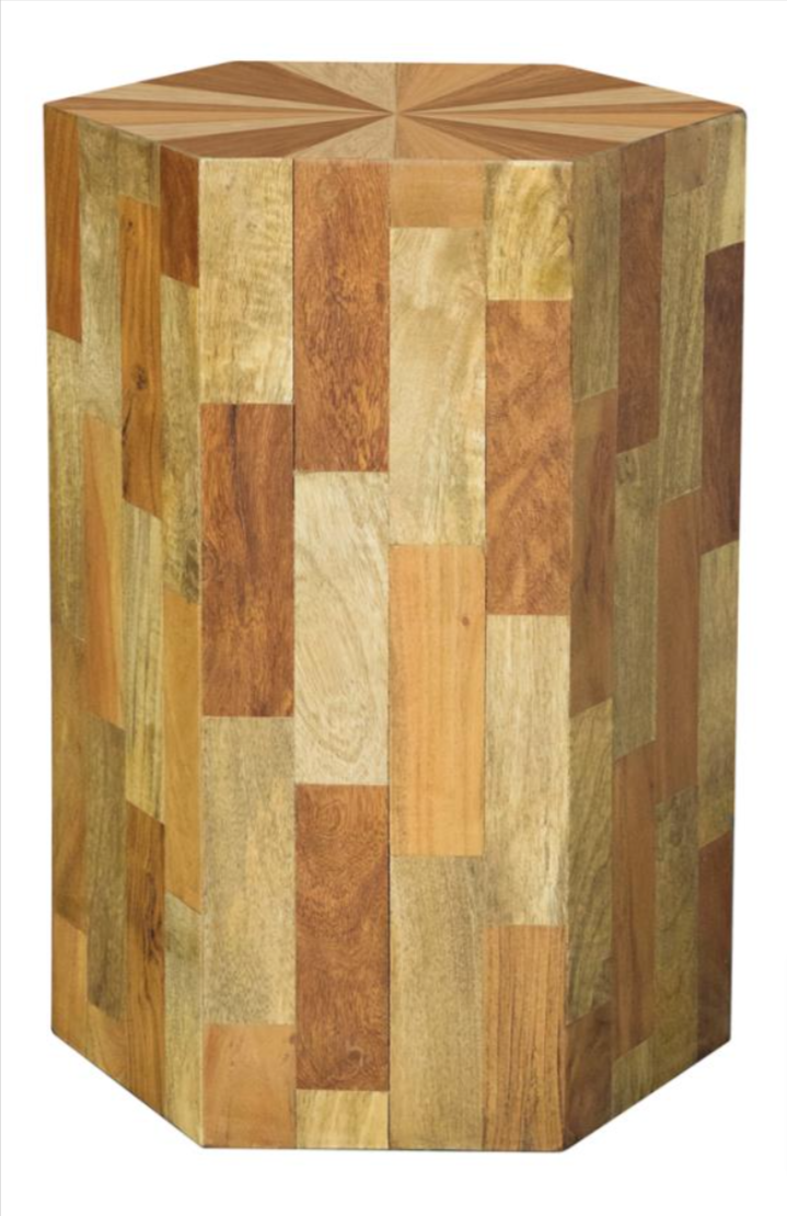 Hexagon Solid Acacia End Table