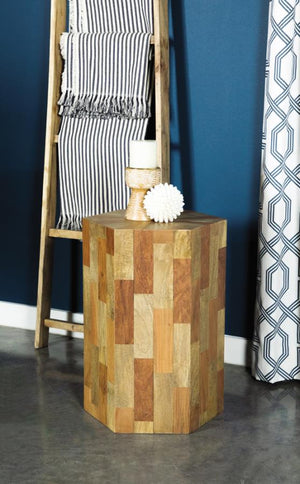 Hexagon Solid Acacia End Table