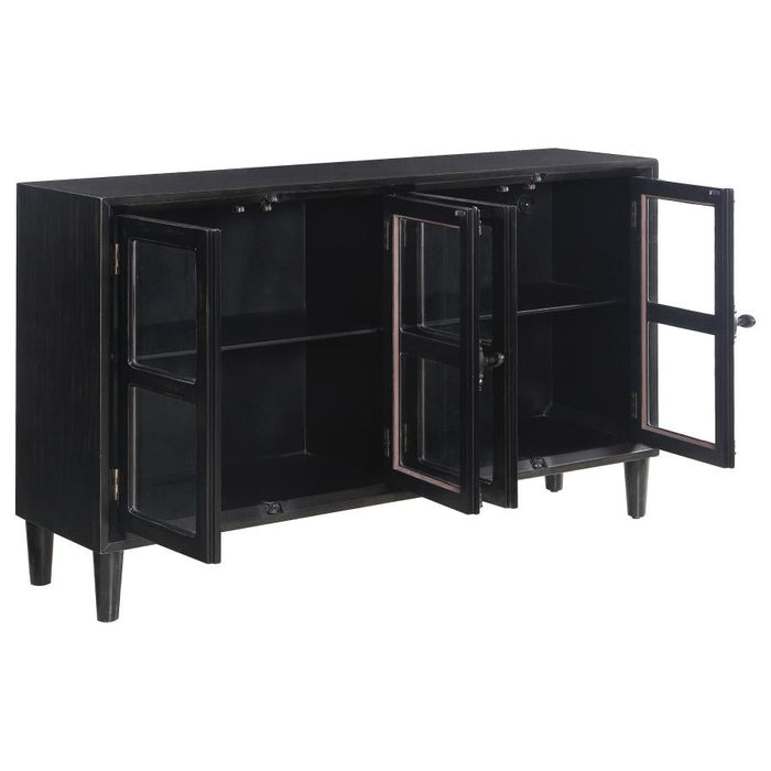 Sylvia Antique Black Glass Door Cabinet