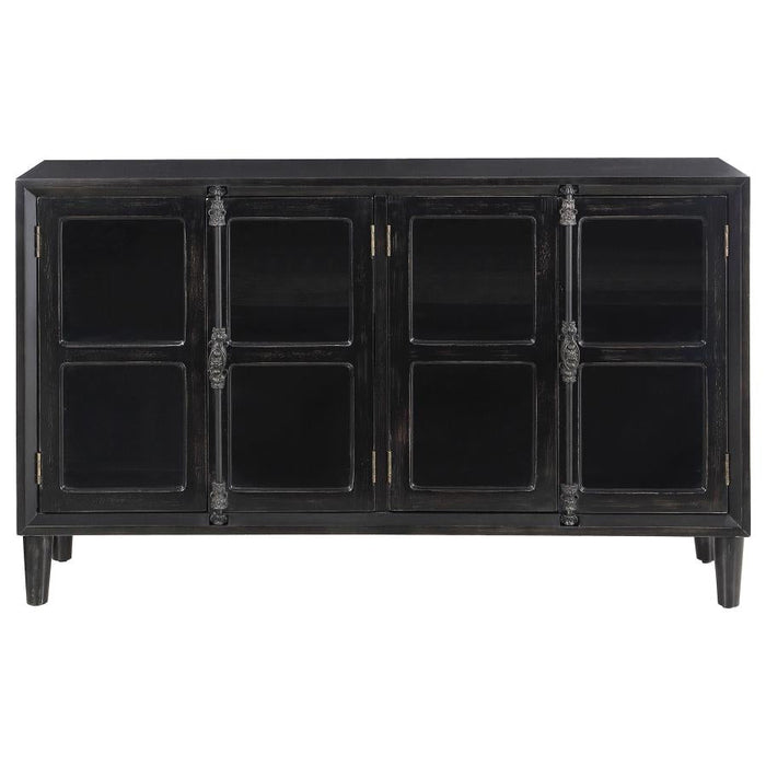 Sylvia Antique Black Glass Door Cabinet