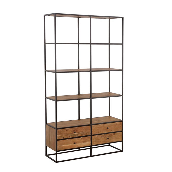 Belcroft Bookcase w/Four Drawers - Natural/Black