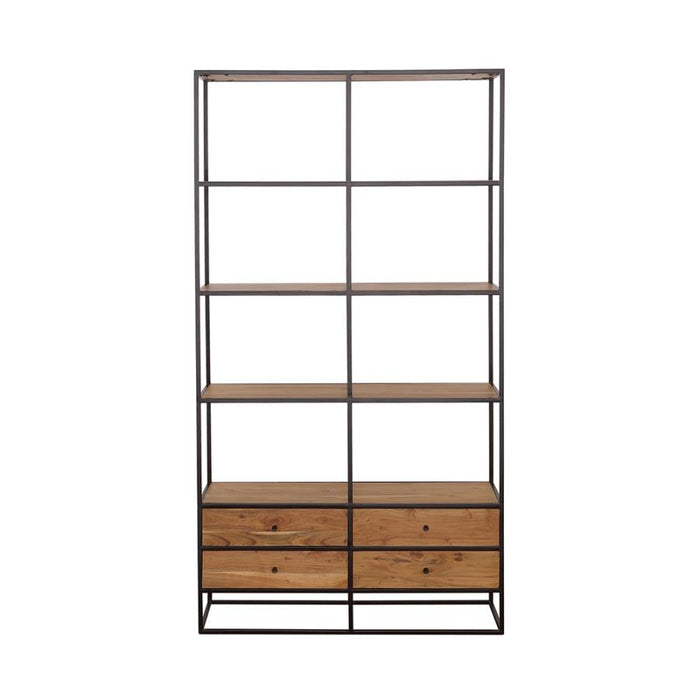 Belcroft Bookcase w/Four Drawers - Natural/Black