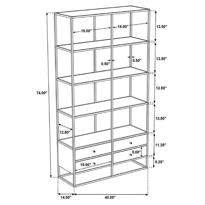 Belcroft Bookcase w/Four Drawers - Natural/Black