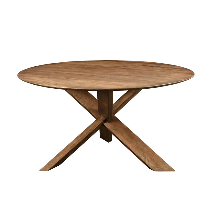 60" Round Three Legged Dining Table - Natural Mango