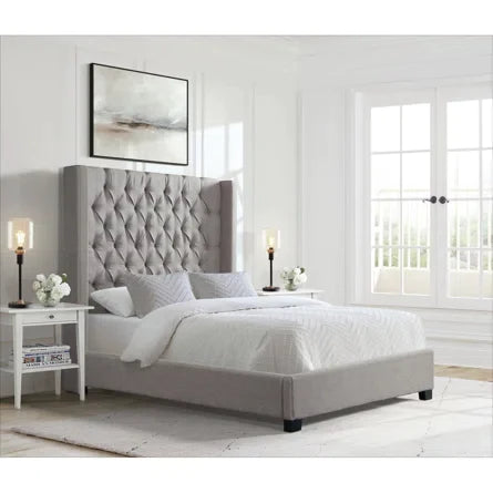 Morrow Upholstered Wing Back Bed - Heirloom Grey