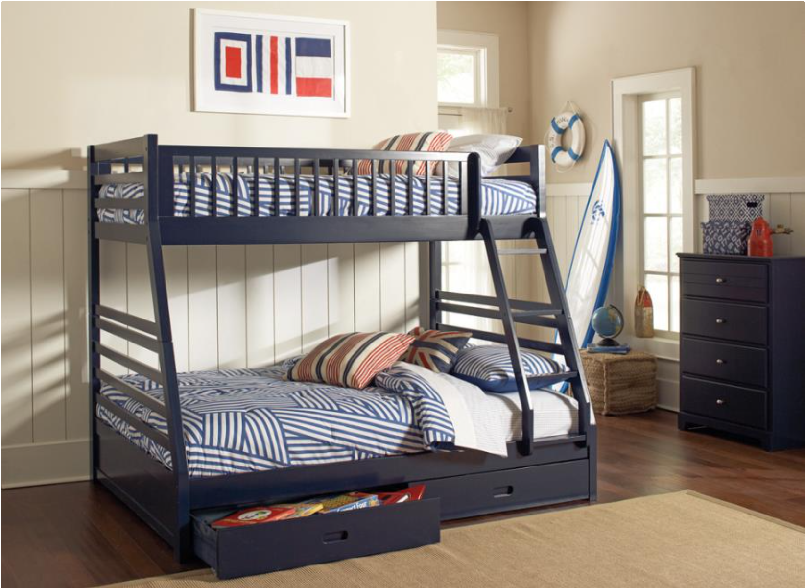 Ashton Collection Twin Over Full Bunk Bed w/Drawers (Multiple Finishes)