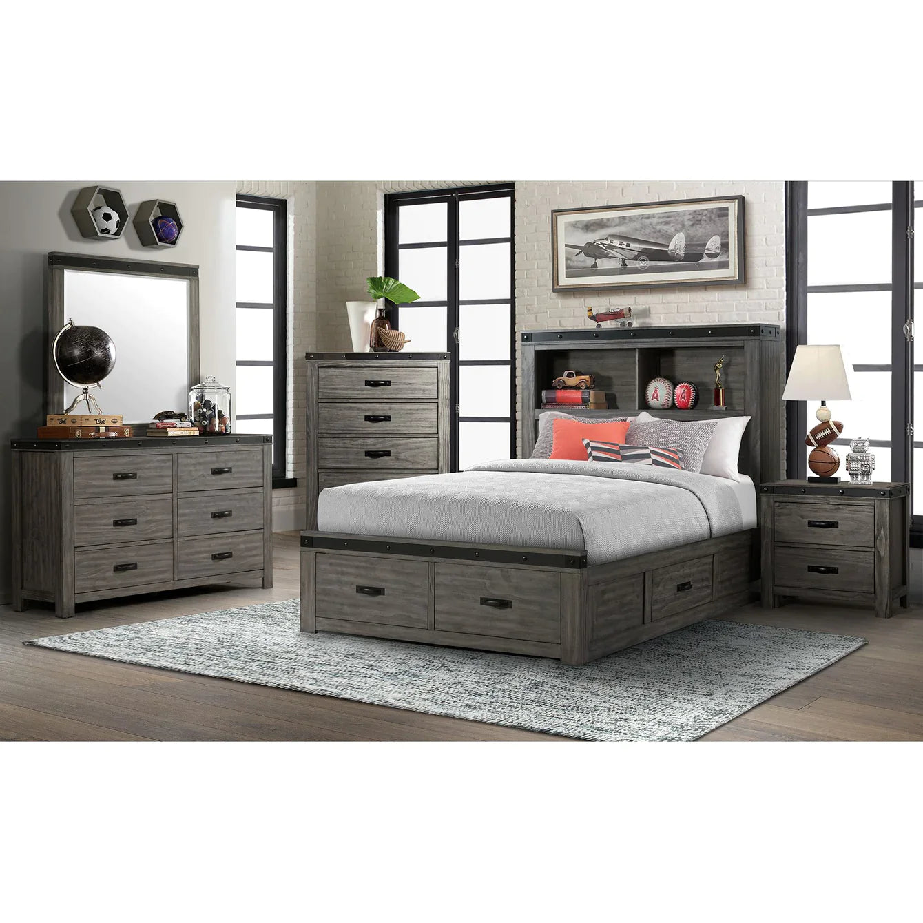 Wade Six Drawer Dresser - Grey