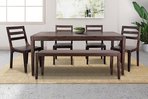 Fall River Solid Sheesham Wood Dining Table - Dark Walnut Finish