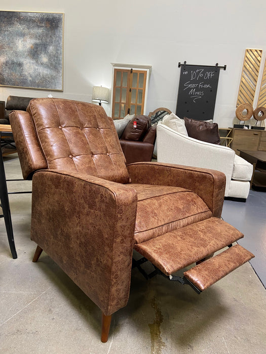 Mid Century Modern Recliner Distressed Brown Sellwood Furniture