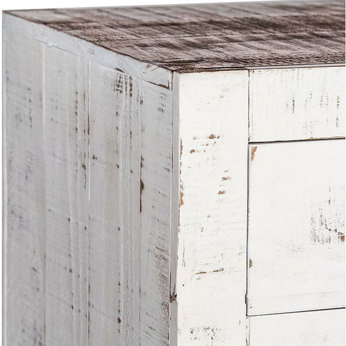 Bruno Accent Cabinet - Distressed White w/Dark Wood Top