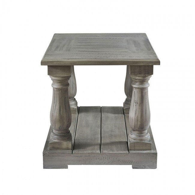 Ivan Four Pedestal End Table - Smoke Grey