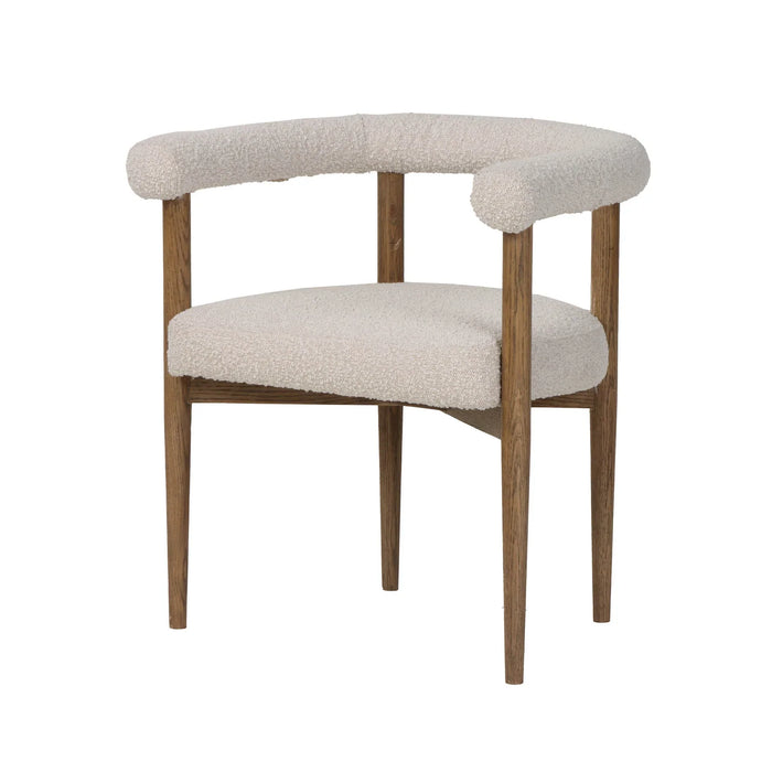 Round Curved Back Dining Chair - Natural/Boucle