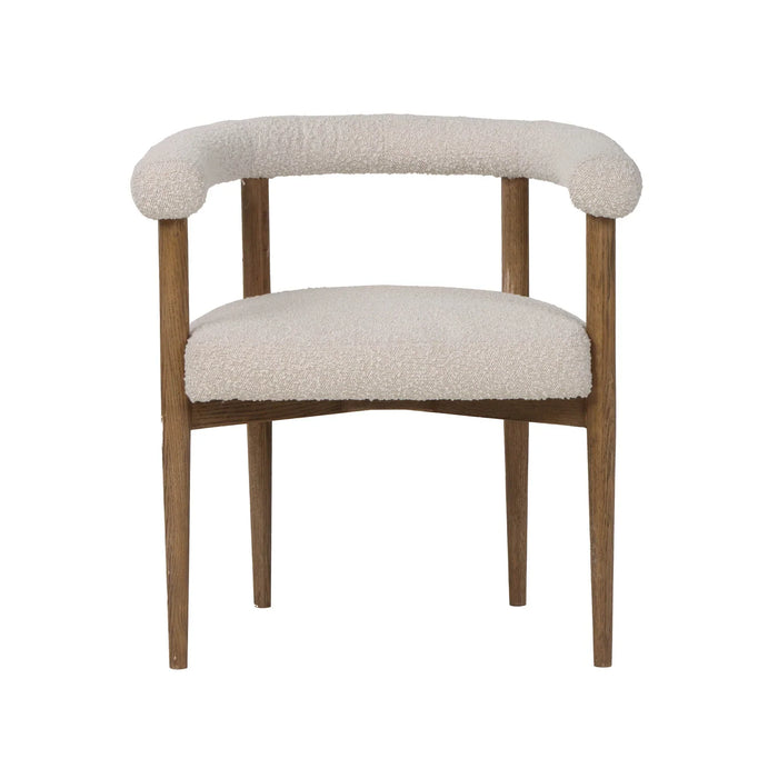 Round Curved Back Dining Chair - Natural/Boucle