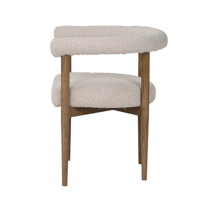 Round Curved Back Dining Chair - Natural/Boucle