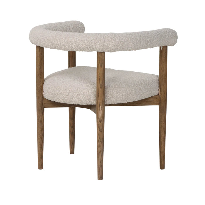 Round Curved Back Dining Chair - Natural/Boucle