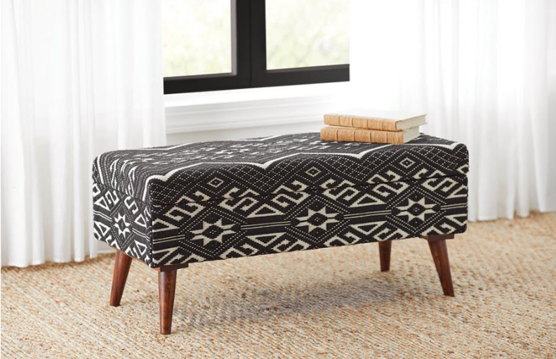Modern Tribal Motif Storage Bench