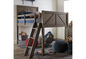 Bunkhouse Collection Twin Mid Loft Bed w/Chest & Bookcase