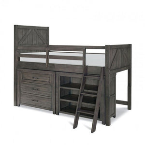 Bunkhouse Collection Twin Mid Loft Bed w/Chest & Bookcase